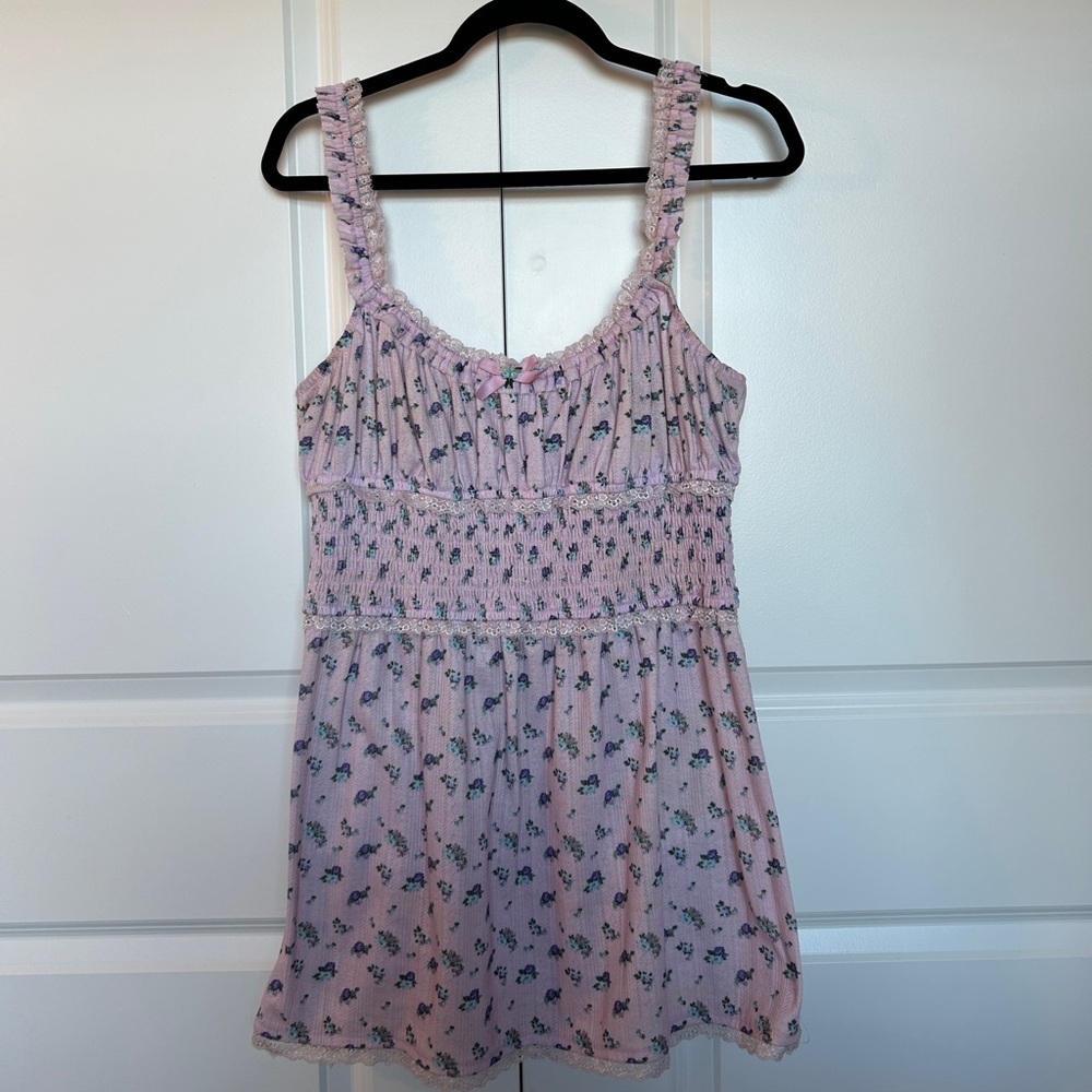 For Love and Lemons Purple Floral Smocked Sundress